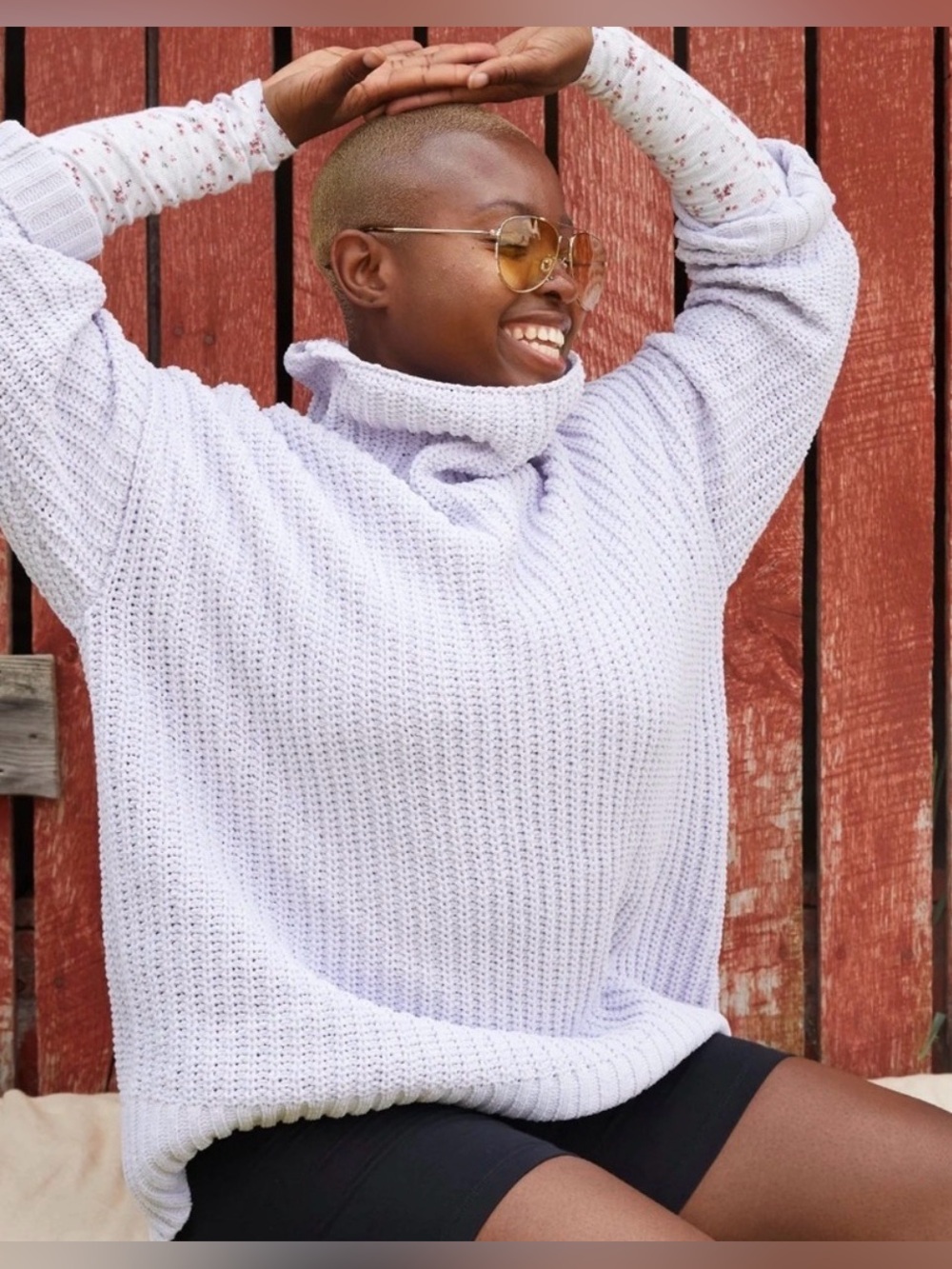 aerie Cowl Neck Oversized Chenille Sweater
